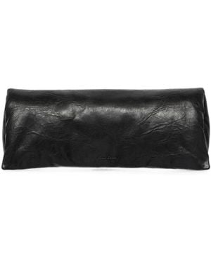 Rick Owens Logo-Debossed Padded Leather Clutch Bag - Black