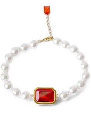 Izabel Display Emerald-Cut Crystal Pearl Bracelet - White