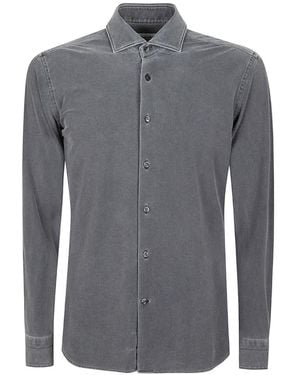 Tintoria Mattei 954 Piqué-Weave Long-Sleeve Shirt - Grey