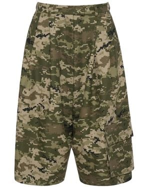 ANOUKI Camouflage-Print Knee-Length Shorts - Green