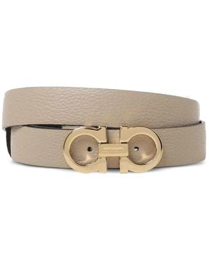 Ferragamo Reversible And Adjustable Gancini Belt - Natural