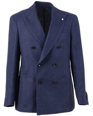 Luigi Bianchi Double-Breasted Suit Jacket - Blue