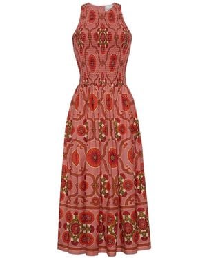 Cara Cara Floral-Print Smocked Dress - Red