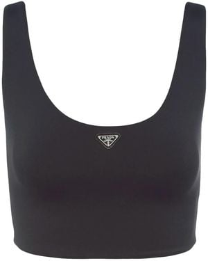Prada Sleeveless Triangle Crop Top - Black