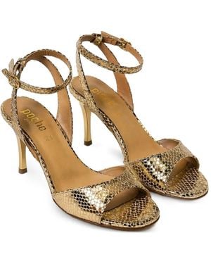 Poche Paris Snakeskin-Effect Buckle-Fastening Sandals - Metallic