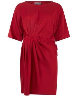 Moschino Crochet-Trim Pleated Mini Dress - Red