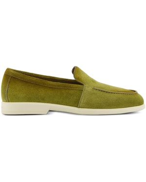 Santoni Malibu Almond-Toe Leather Loafers - Green