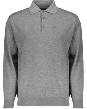 Paul & Shark 140's Merino Wool Long-Sleeve Polo Shirt - Grey