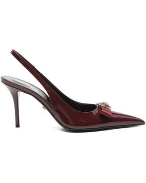 Versace 85Mm Gianni Ribbon Slingback Pumps - Brown