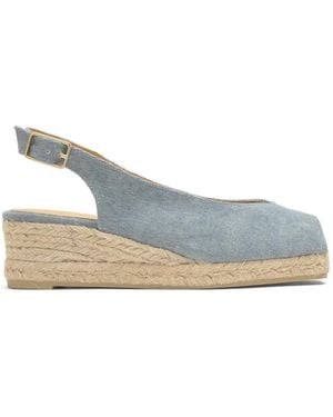 Castañer Dosalia Peep-Toe Canvas Espadrilles - Blue