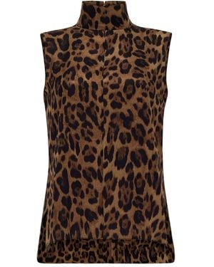 Adam Lippes Leopard-print high-neck top - Braun
