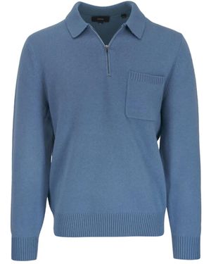Vince Chest-Pocket Half-Zip Sweater - Blue