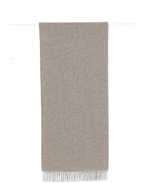 Gran Sasso Herringbone-Weave Fringed Scarf - Gray