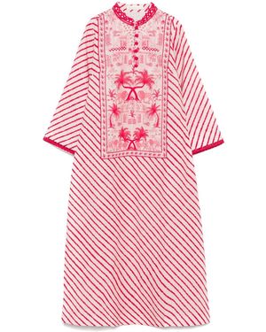 VERANDAH Diagonal-Stripe Midi Dress - Pink