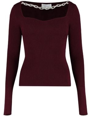 GIUSEPPE DI MORABITO Gerippter Pullover mit Zierkette - Rot