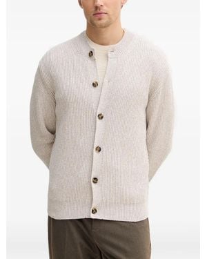 Sisley Button-Down Round-Neck Cardigan - White