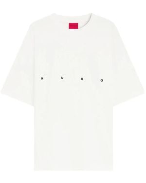 HUGO Graphic-Print Logo-Print T-Shirt - White
