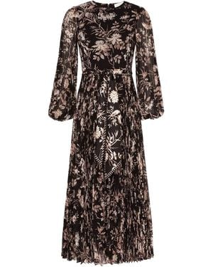 Zimmermann Floral-print pleated midi dress - Schwarz