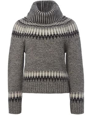 Monse Fair Isle Turtleneck Sweater - Gray