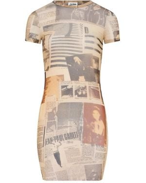 Jean Paul Gaultier Vestido corto con estampado de diario - Neutro