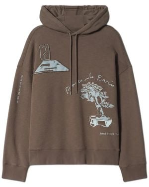 Maison Kitsuné Parcs Of Paris Graphic-Print Drawstring Hoodie - Brown