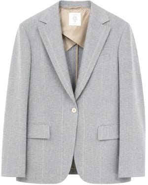 Eleventy Pinstripe Single-Breasted Blazer - Gray