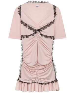 Gcds Robe Courte Froncée À Détails De Dentelle - Pink