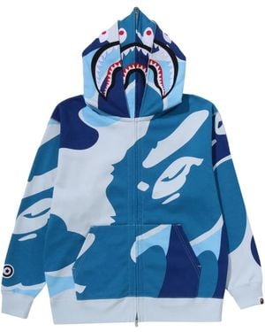 A Bathing Ape Camo Shark Hoodie - Blue
