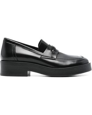 Casadei ロゴプレート ローファー - ブラック