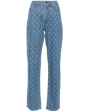 Marine Serre Lockere Moon Laser Jeans - Blau