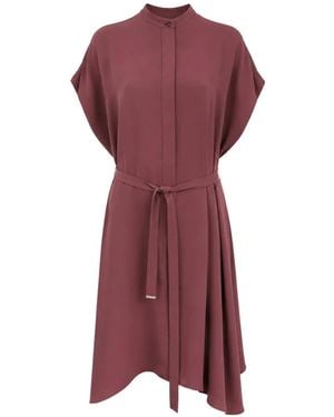 Herno Belt-Detail Asymmetric-Hem Dress - Purple