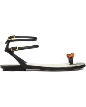Lanvin Knot-Embellished Flat Sandals - White