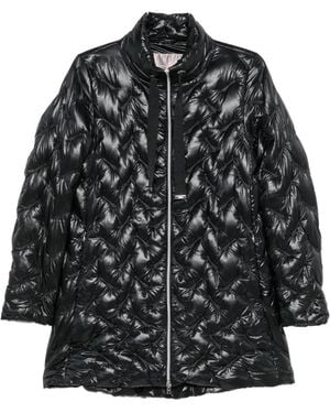 Herno Quilted High-Neck Zip-Up Coat - Black