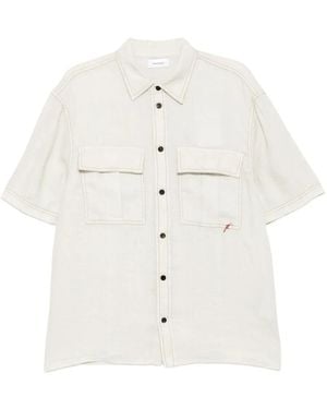 Ferragamo Camicia A Maniche Corte Con Tasche Applicate - Bianco