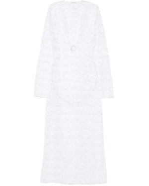 Oséree Lace-Embellished V-Neck Maxi Dress - White