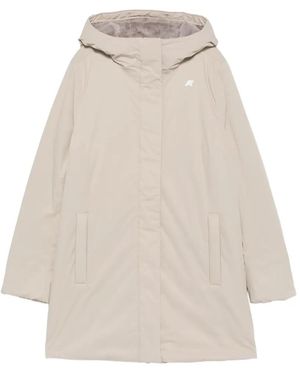 K-Way Hooded Logo-Patch Coat - White