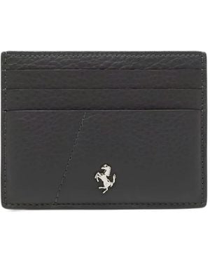 Ferrari Prancing Horse Grained Leather Cardholder - Black
