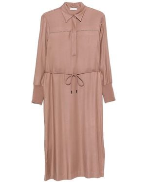 Peserico Drawstring-Waist Long-Sleeve Midi Dress - Pink