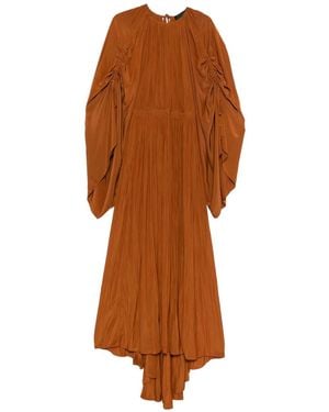 Lanvin Ruched Pleated Dress - Brown