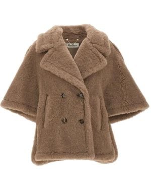 Max Mara Cape À Boutonnière Croisée Et Épaulettes - Brown