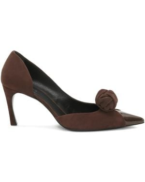 ROTATE BIRGER CHRISTENSEN Knot-Detail Suede Court Shoes - Brown