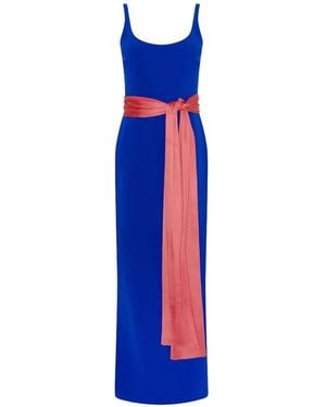 ROKSANDA Aven Maxi Pleated-Belt Dress - Blue