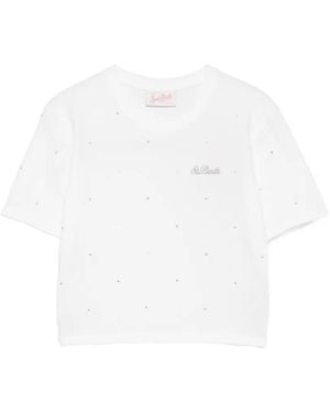 MC2 Saint Barth Camiseta Nives Con Logo Estampado Y Cristales - Blanco