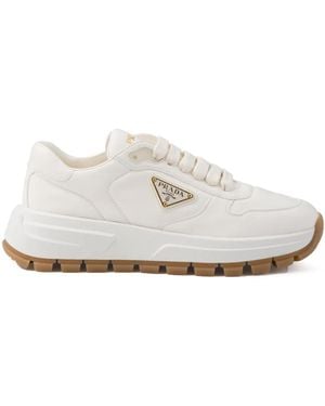 Prada Leather Triangle Trainers - White
