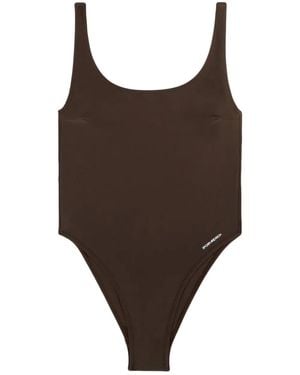 Sporty & Rich Carla Logo-Print Swimsuit - Brown