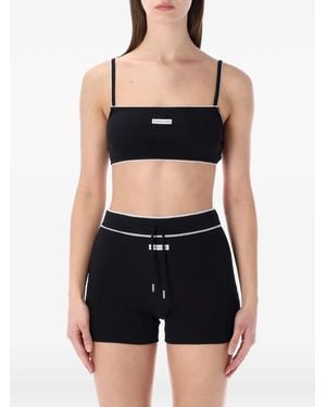 Marine Serre Logo-Patch Cropped Top - Black