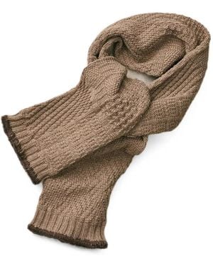 yahae Mixed-Knit Scarf - Brown
