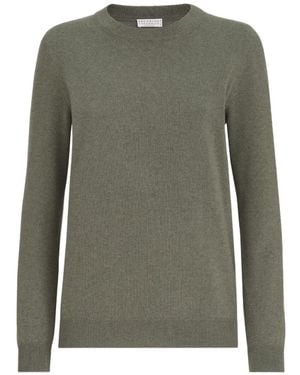 Brunello Cucinelli Cashmere Jumper With Monili - Green