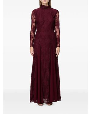 Hanita Lace-Overlay Floor-Length Maxi Dress - Red