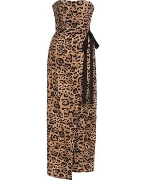 Agua Bendita Leopard-Print Wrap Midi Dress - Natural